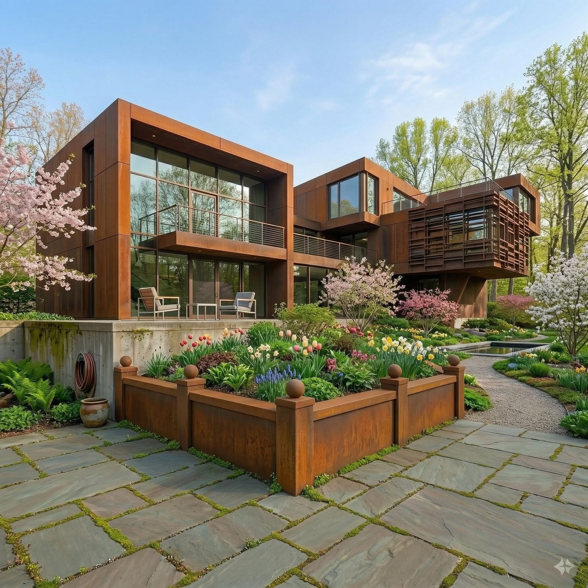 GFRC Retaining Wall Panels | Corten Steel Style