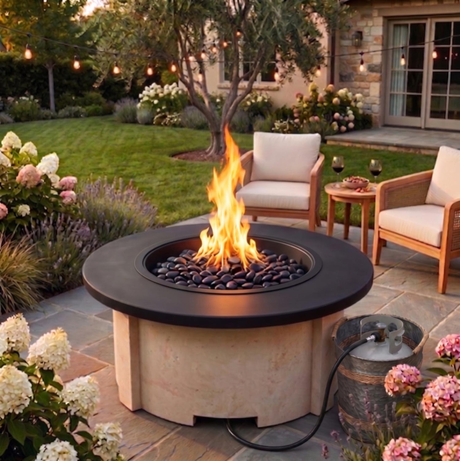 Homebridge Precast Fire Pit Tables Now Feature Warming Trends Brass Burners with Lifetime Warranty