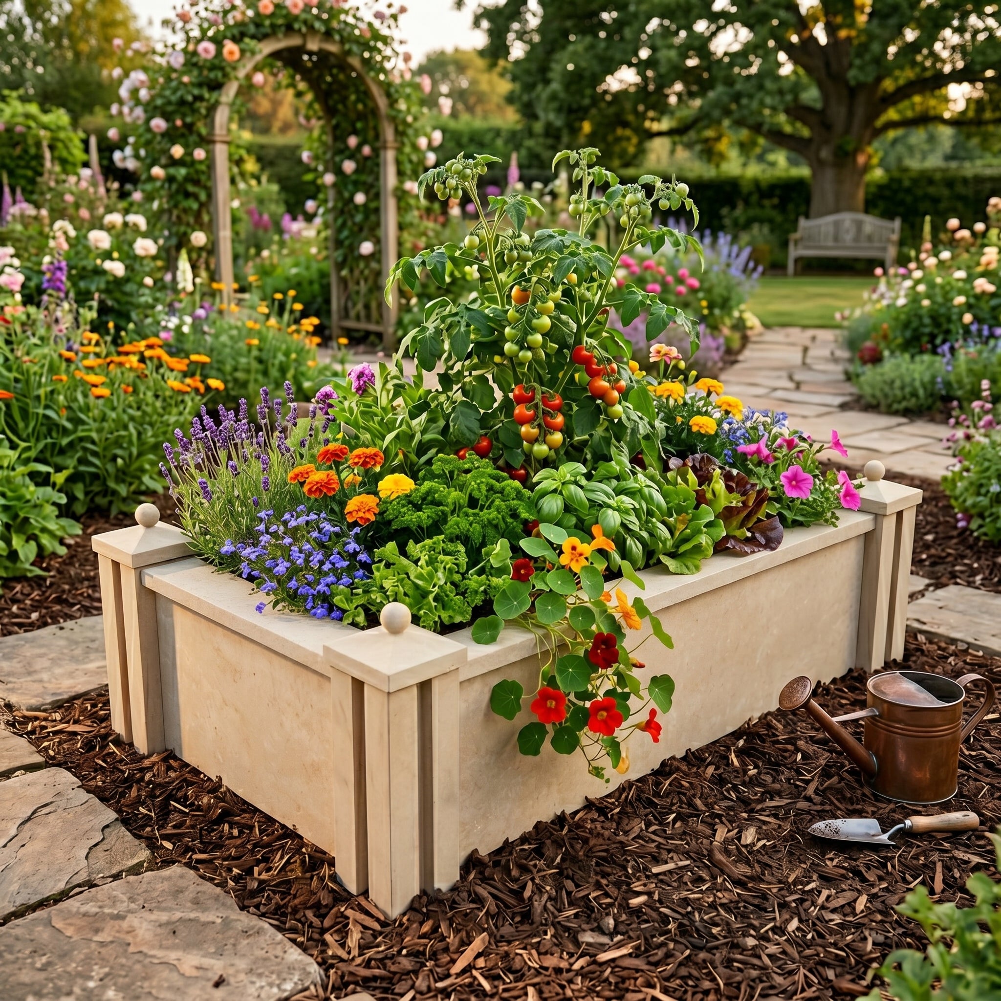 Prefabricated Concrete Garden Bed - Limestone