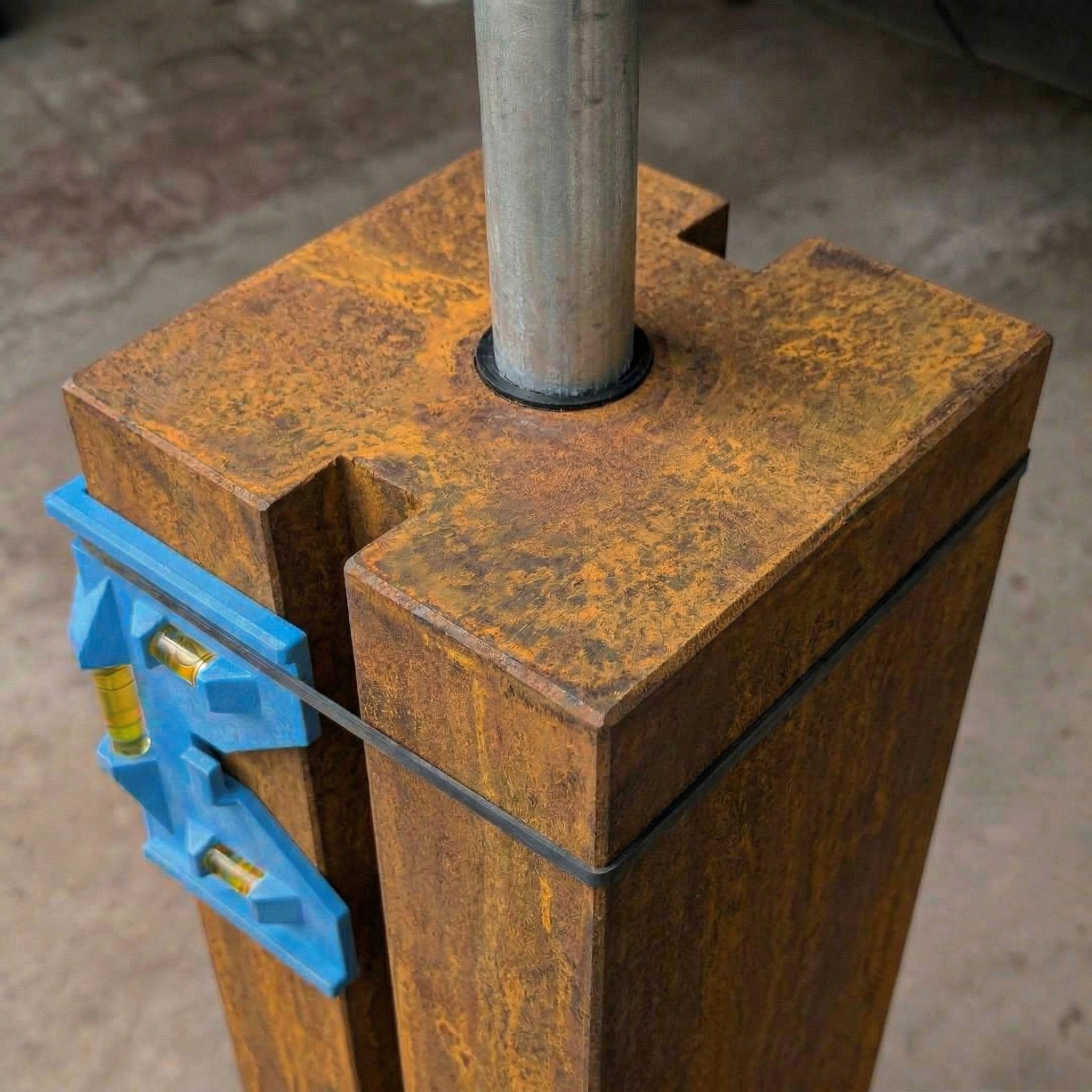 GFRC Retaining Wall Post (Inline) Corten Steel Style