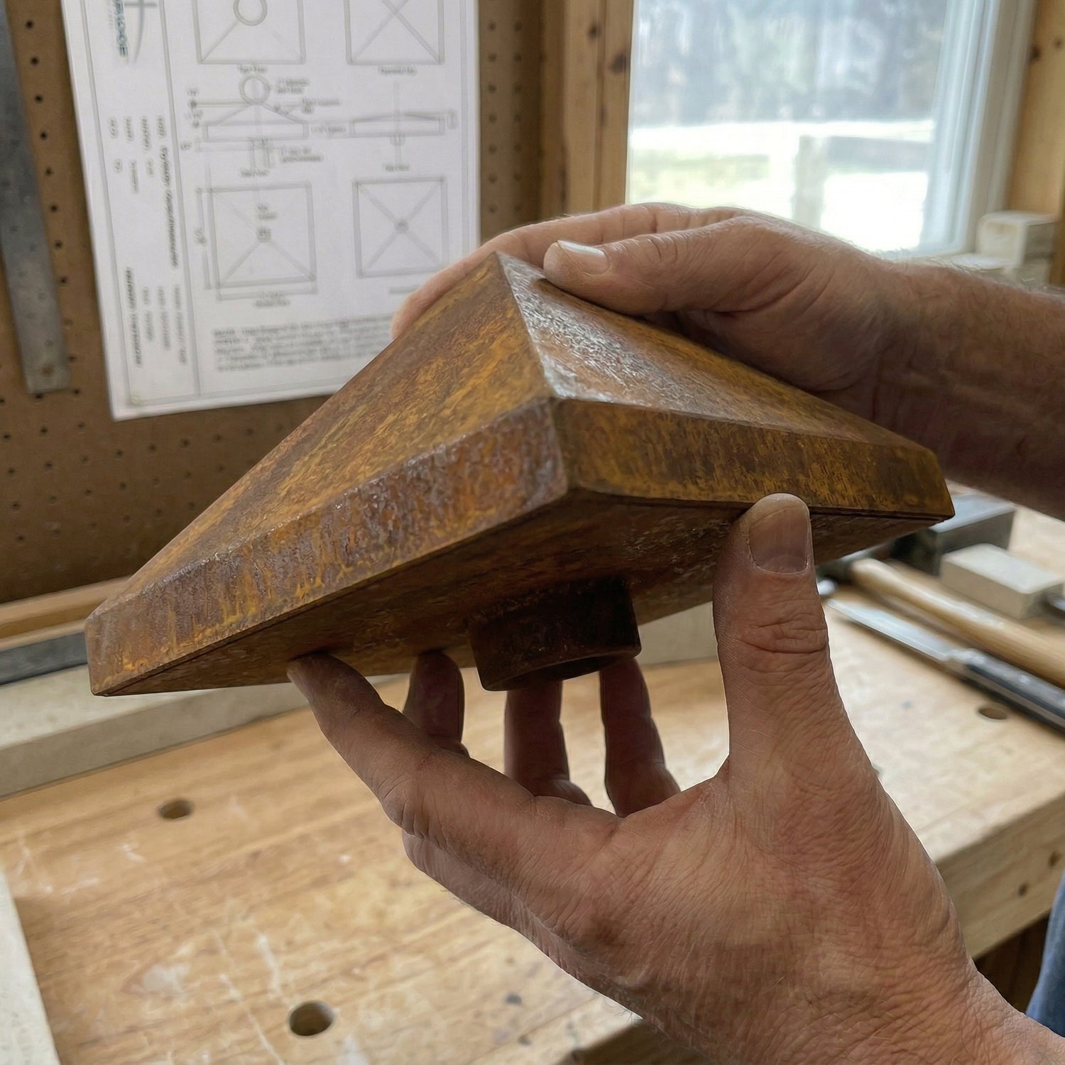 GFRC Retaining Wall Post Cap (Corten Steel Style)