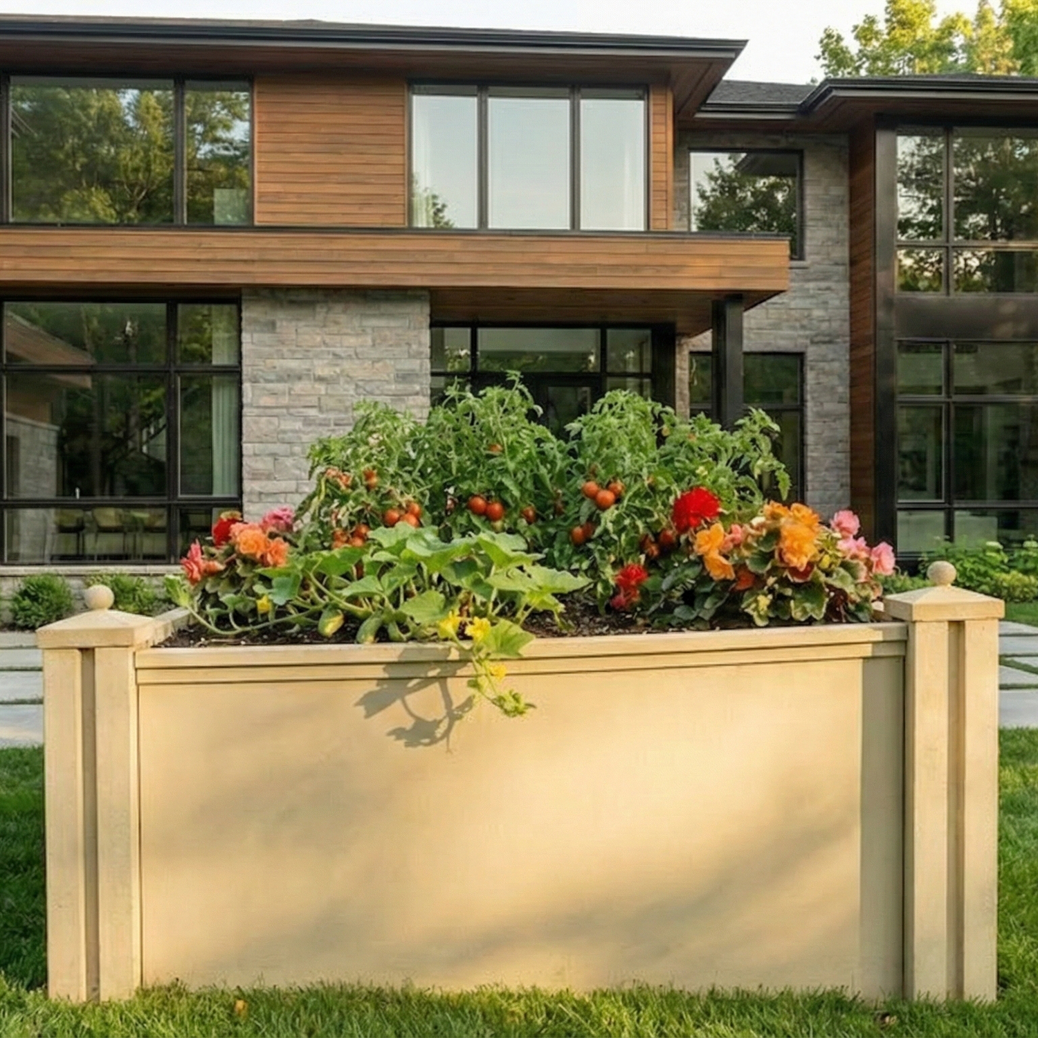 Prefabricated Concrete Garden Bed - Limestone