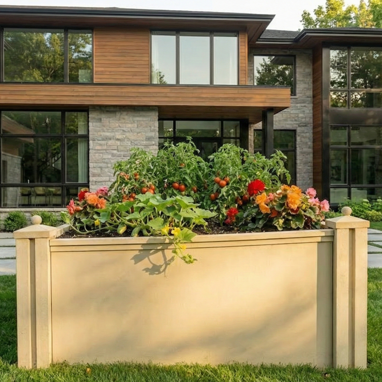 Prefabricated Concrete Garden Bed - Limestone