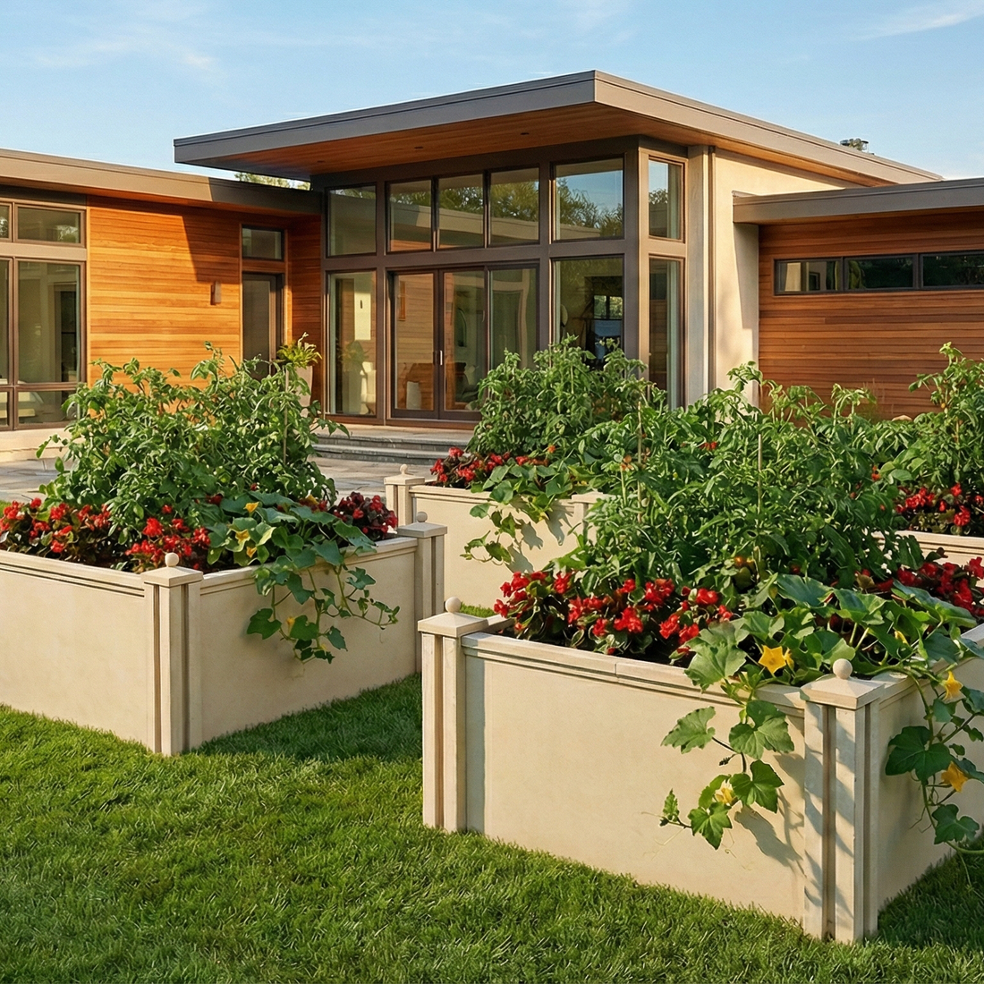 Prefabricated Concrete Garden Bed - Limestone